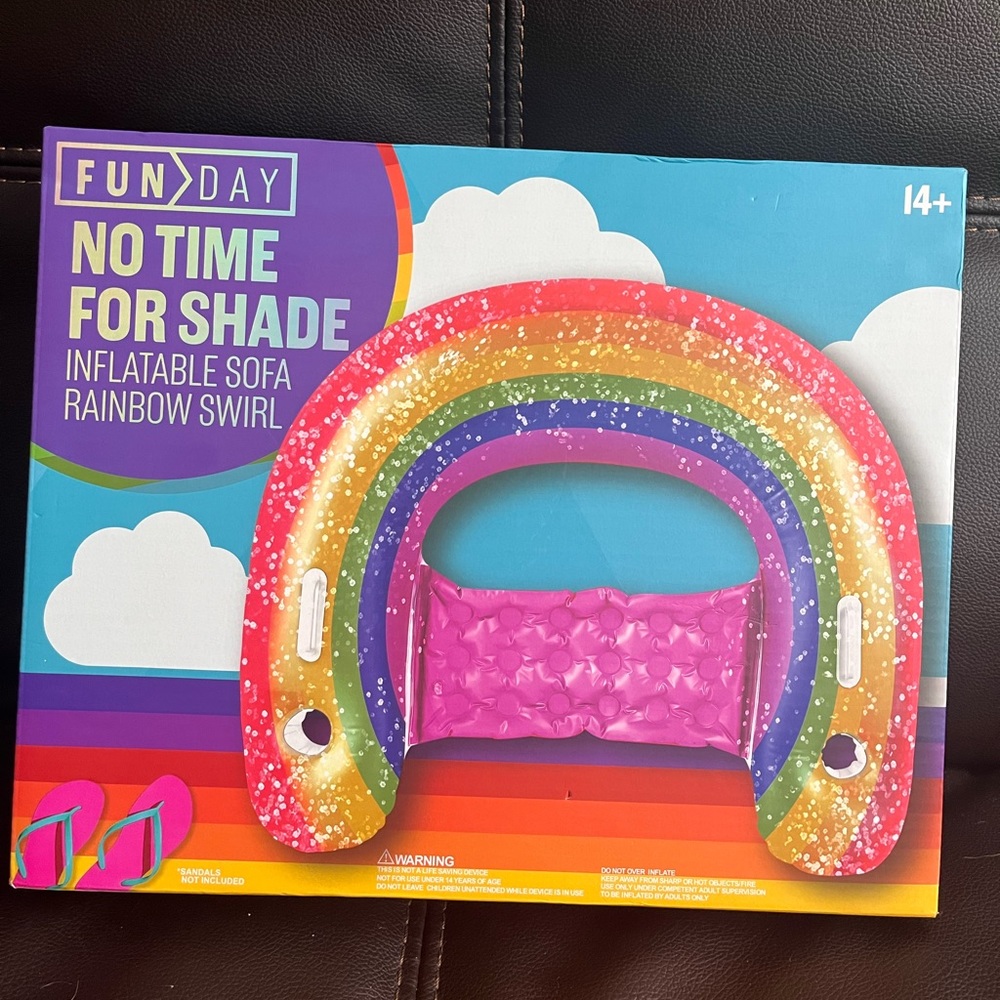 Fun Day No time for Shade Inflatable rainbow swing for pool NIB NWT
